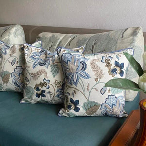 White Blue Floral Cushion Cover - Set Of 5