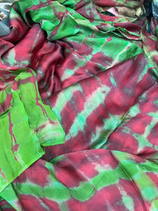 Maroon Green Tye Dye Resort Dress